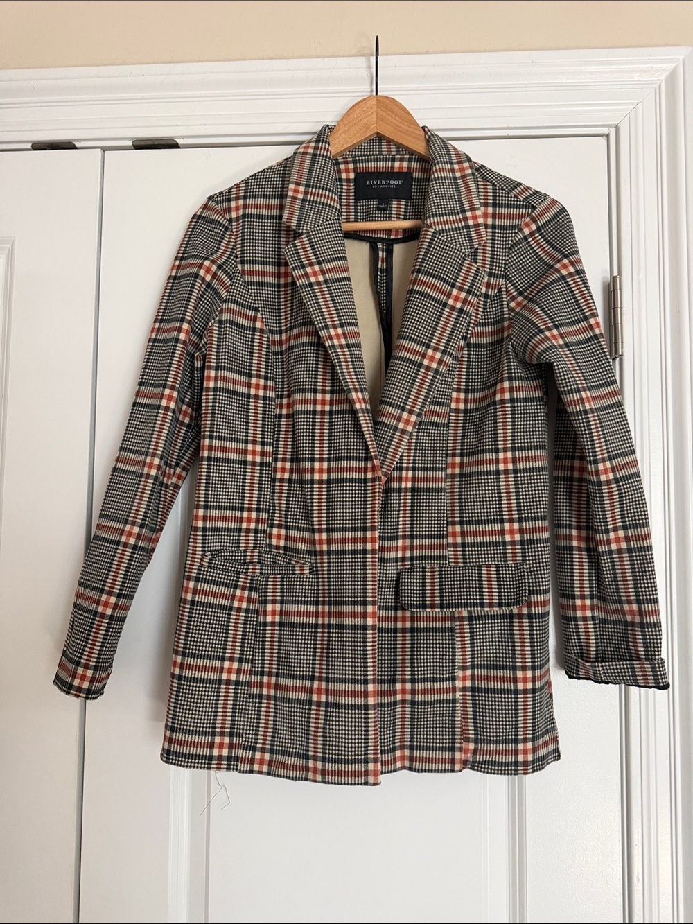 Liverpool Plaid Blazer in Black, Cream & Rust